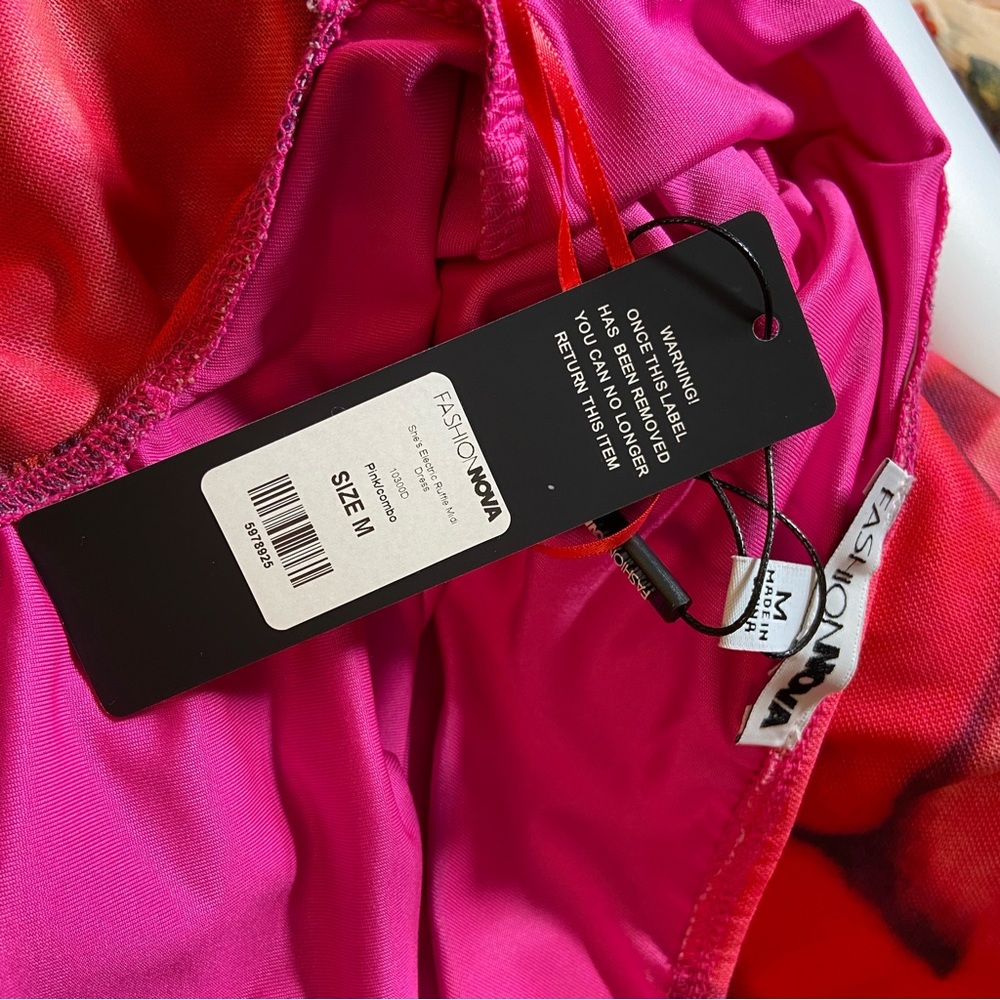 NWT New Fashion Nova She’s Electric Ruffle Pink Purple Asymmetrical Mini Dress M - Picture 11 of 13